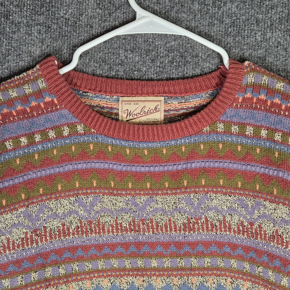 Vintage Woolrich Fair Isle Sweater Multi Color Knit Crewneck Pullover Large